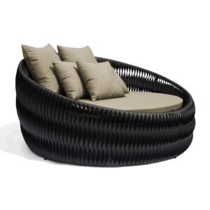 Chaise Bilbao, tecido fibra sintética e estofados com tecido acquablock.